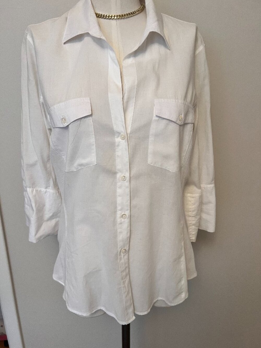 James Perse, size 4 (XL) , white 3/4 sleeve button up